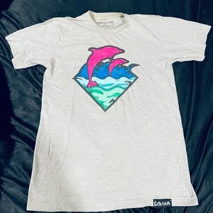 Pink Dolphin Grey Logo Tee Shirt Size Medium